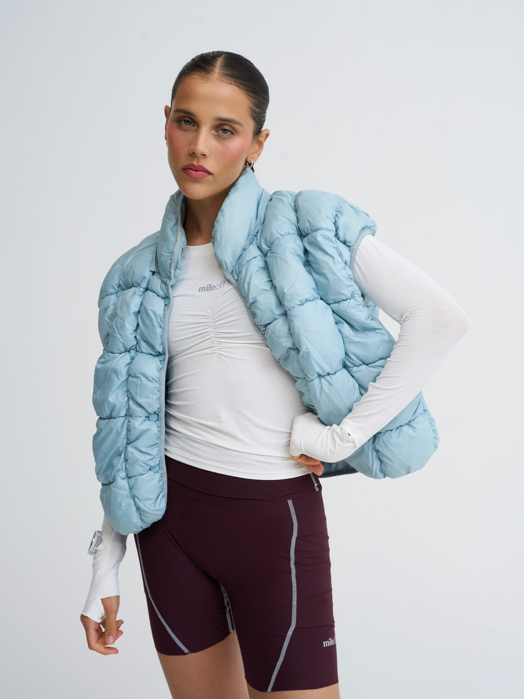 RunPuff Quilted Body Warmer in Blue Frost