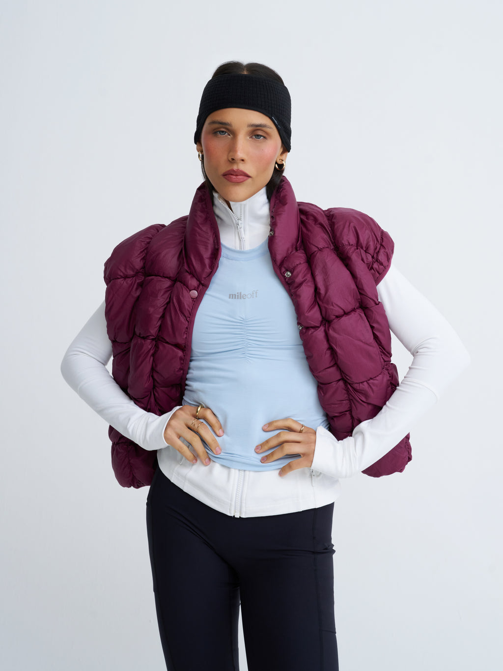 RunPuff Quilted Body Warmer in Raspberry