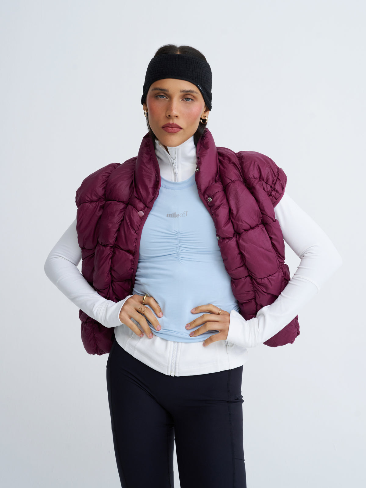 RunPuff Quilted Body Warmer in Raspberry
