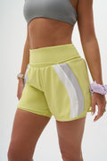 The Ultimate lime green running shorts close up