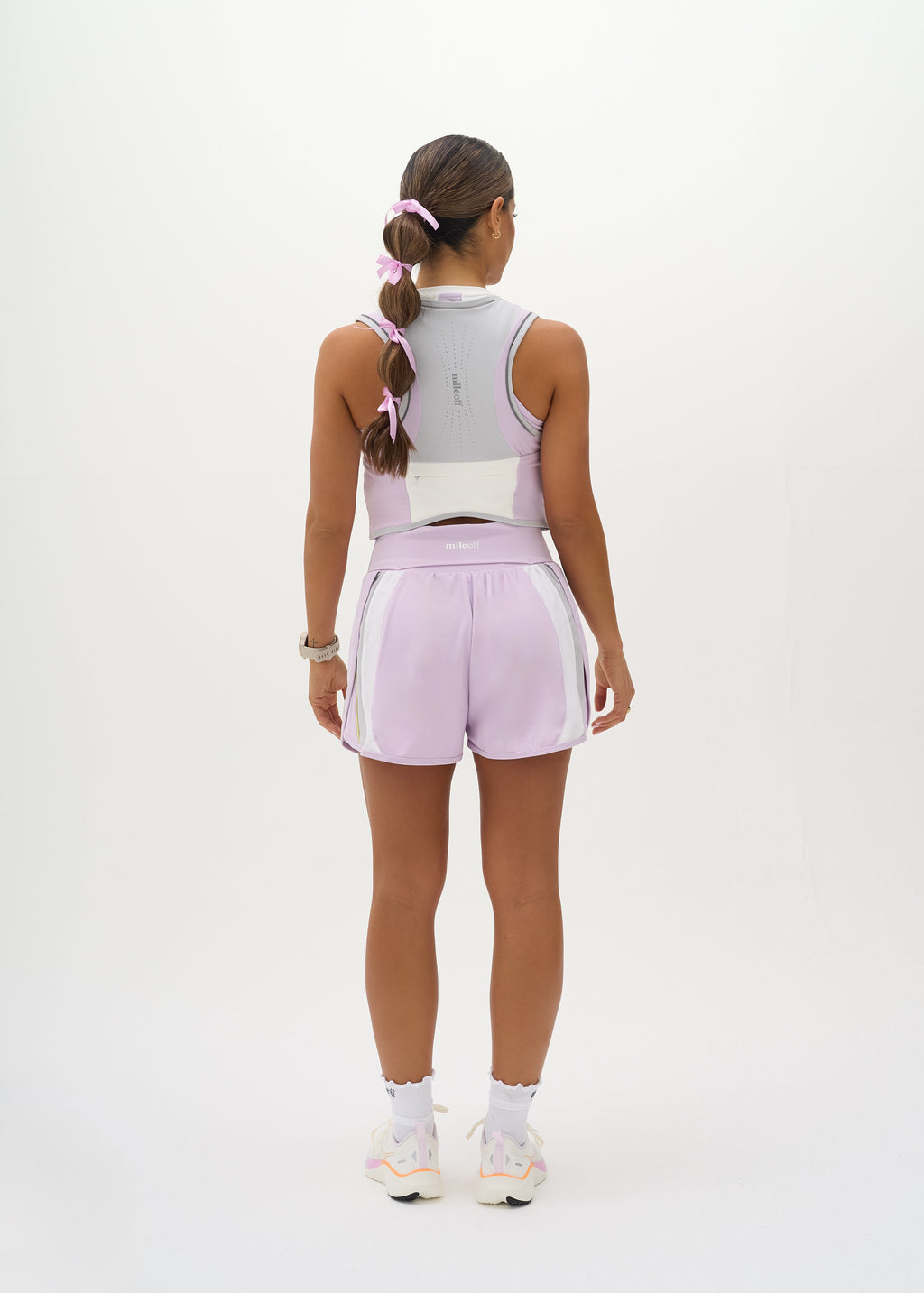 The ultimate running shorts in lilac back with vest