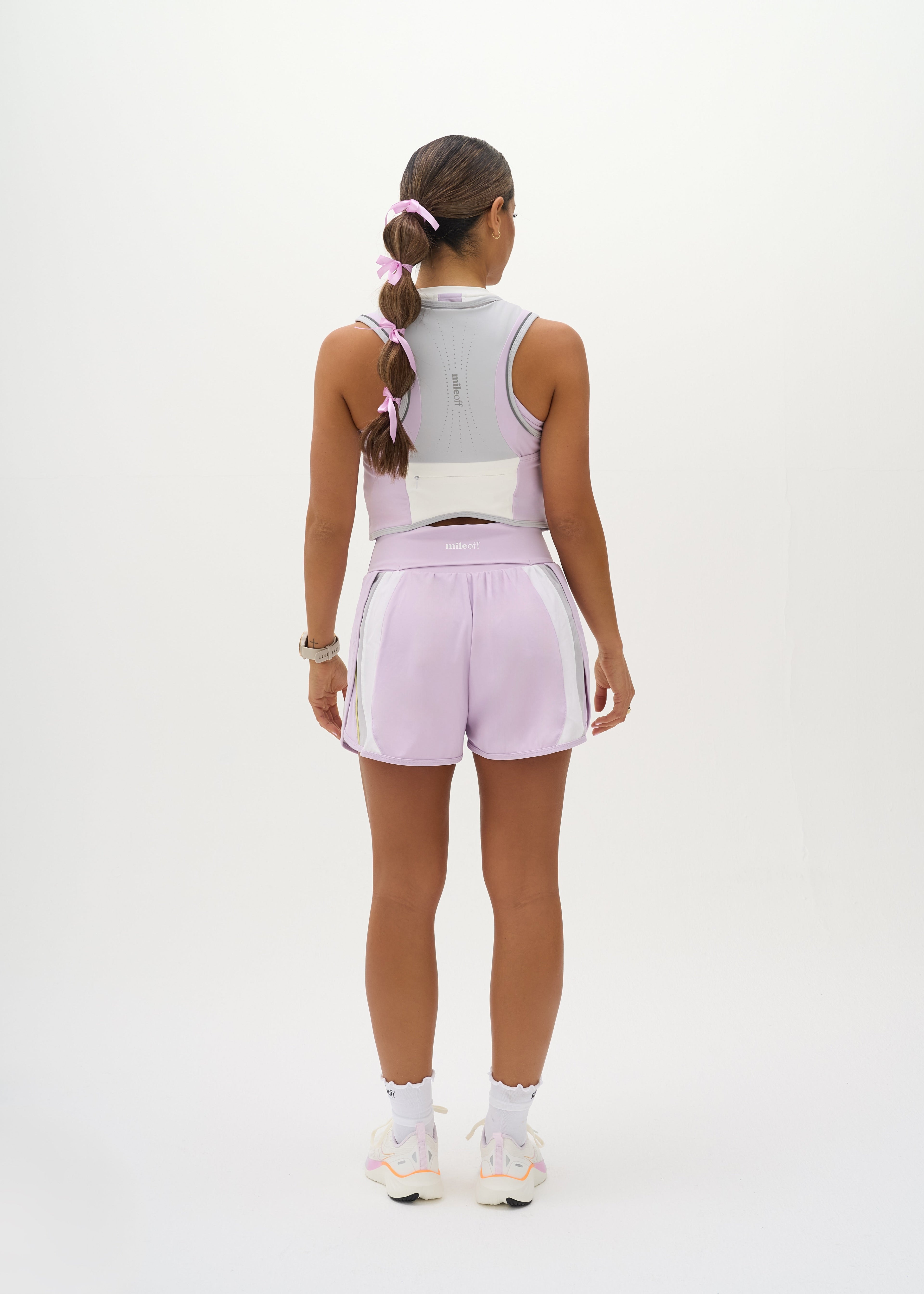 The ultimate running shorts in lilac back with vest