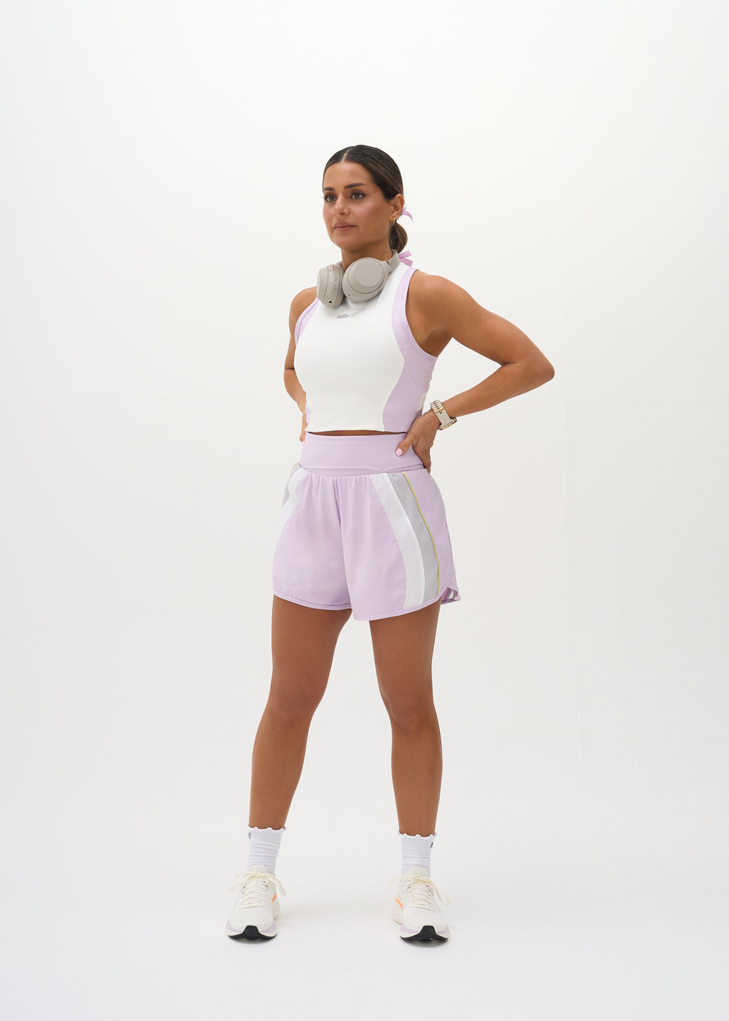 The ultimate running shorts in lilac front