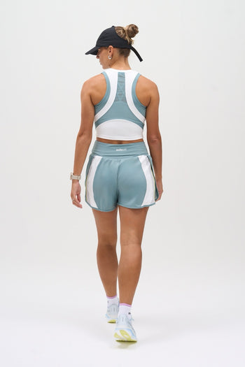 Cropped Run Tank Top in Teal