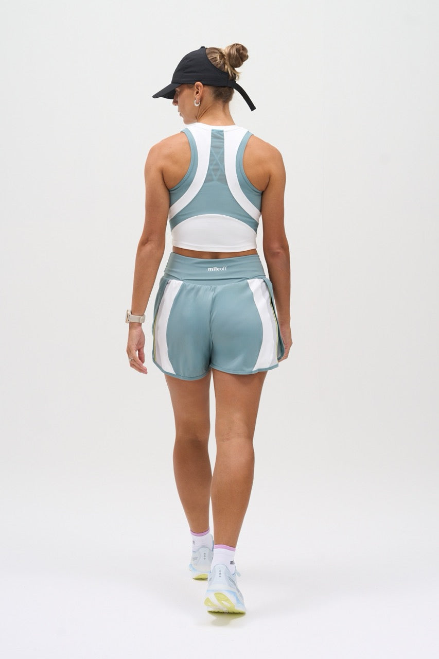 Cropped Run Tank Top in Teal