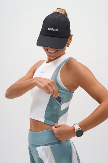 Cropped Run Tank Top in Teal