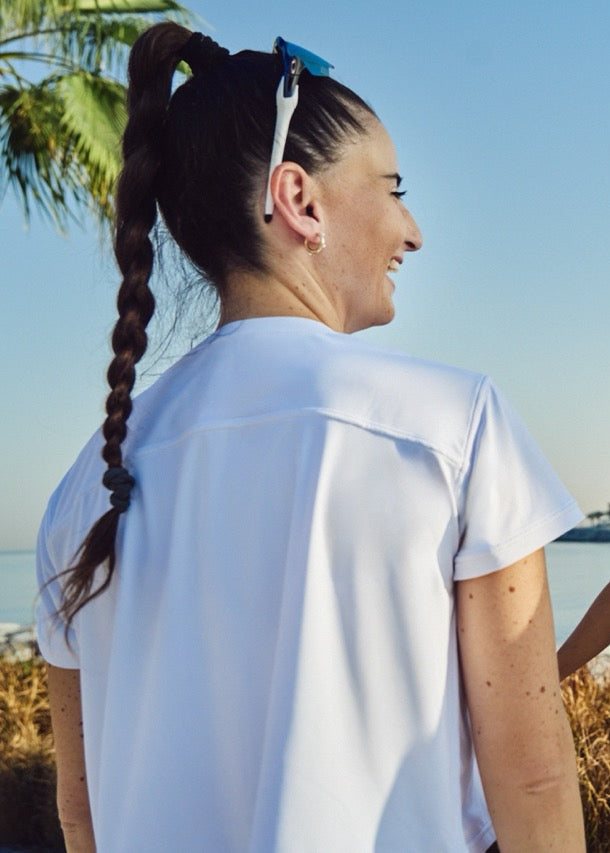 Cropped Run Tee in White