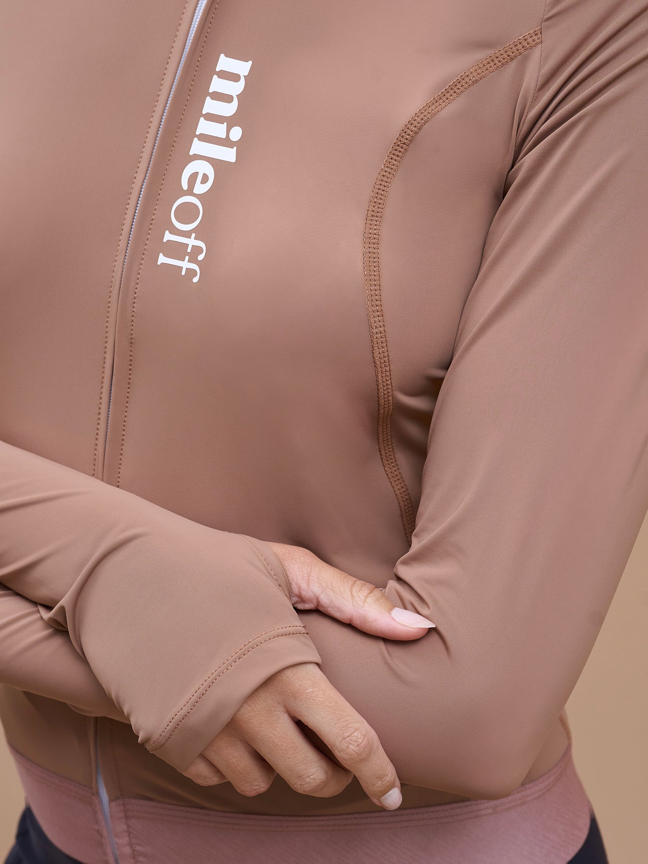 Long Sleeve Running Zip Layer Mountain Mocha