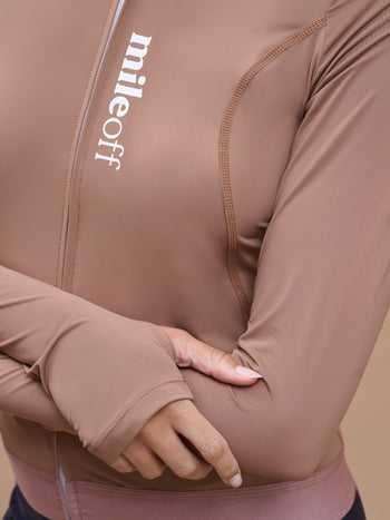 Long Sleeve Running Zip Layer Mountain Mocha