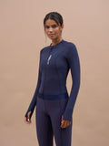 Long Sleeve Running Zip Layer in Night Sky Navy