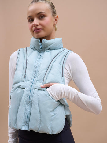 Padded Run Gilet in Ether Green