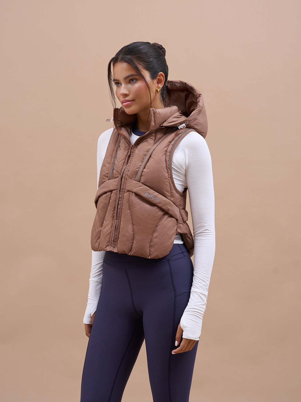 Padded Run Gilet in Mountain Mocha