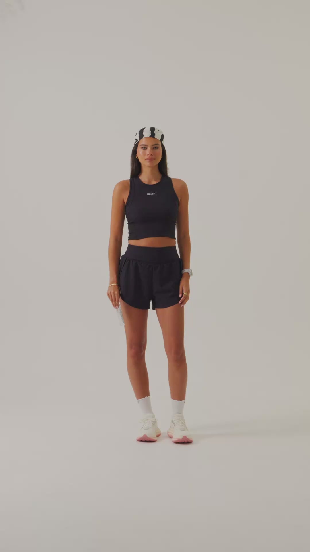 Cropped Race Tank in Black