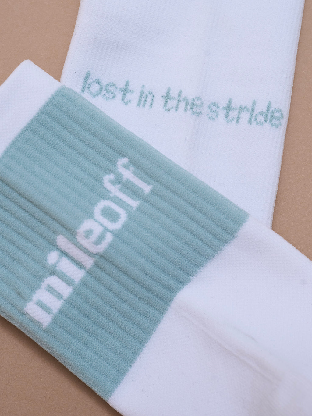 Long Run Socks in White and Ether Green